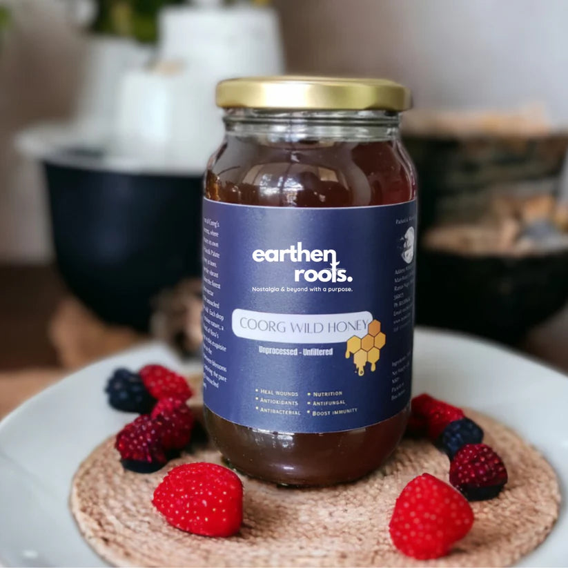 Honey | Wild Forest Honey (Coorg) - Unprocessed And Unfiltered - Western Ghats - No Added Sugar & No Preservatives - Earthen Roots - 500gm