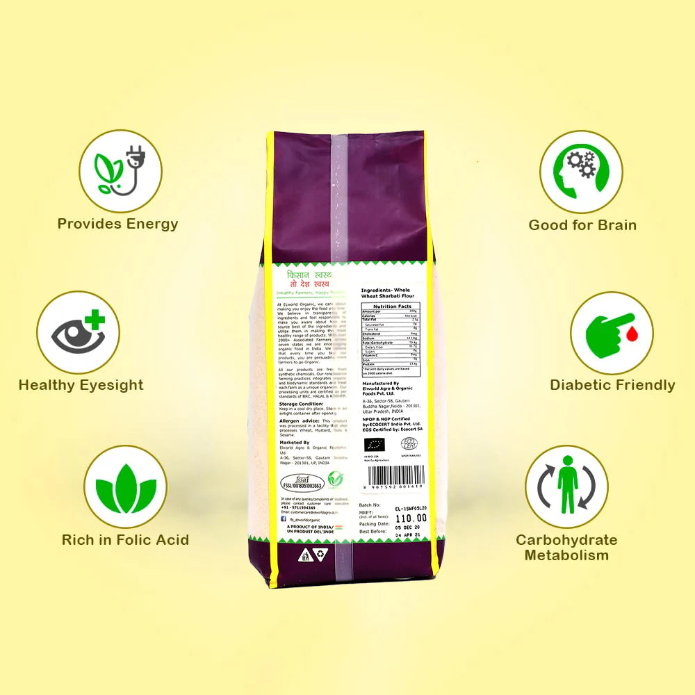 Sharbati Whole Wheat Flour – Elworld Organic – 1000gm