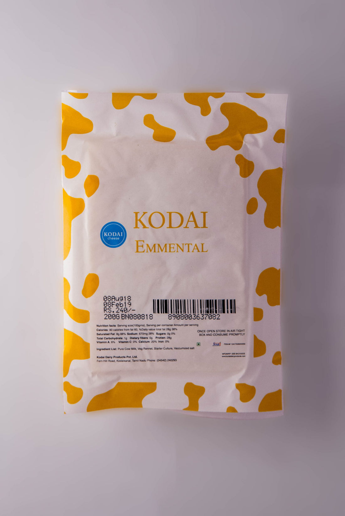 Emmental Cheese - Pasteurized -Kodai - 200gm