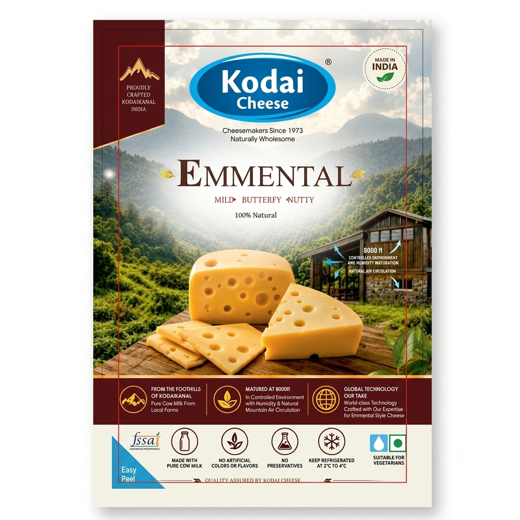 Emmental Cheese - Pasteurized -Kodai - 200gm