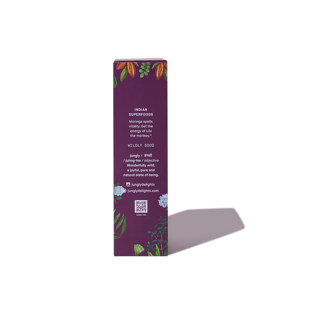 Energize Chocolate With Moringa (Super Food Bar) - Indian - Gluten Free, No Refined Sugar & Supports Immunity - Jungly Delights - 38gm