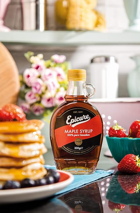 Maple Syrup | Delicious As A Topping - Perfect For Baking - 100% Pure Canadian - No Added Flavours, Colours & No Added Preservatives - Epicure - 330gm