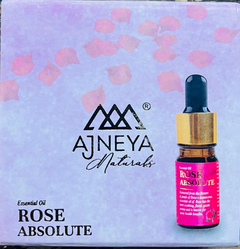 Essential Oil | Rose Absolute - USDA Organic - Vegan, Cruelty Free, No Added Preservatives & Parabens Free - Ajneya Naturals - 5ml