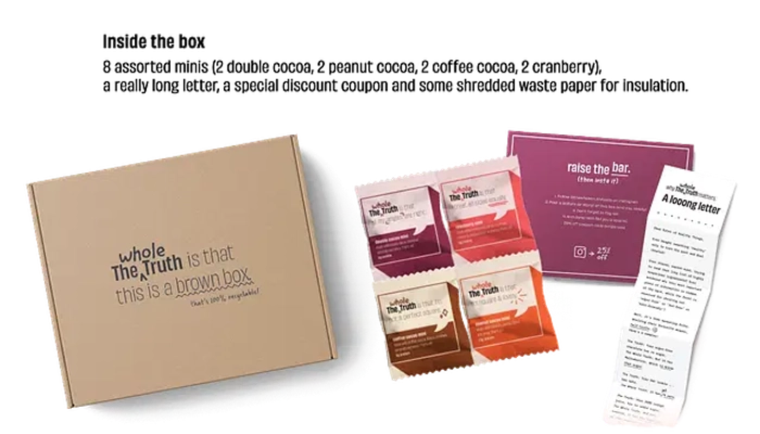 Mini Protein Bars | Gluten Free, No Added Sugar, Preservatives, Flavours, Colours & No Artificial Sweetener - The Whole Truth - 27gm x 8 Unit - 216gm