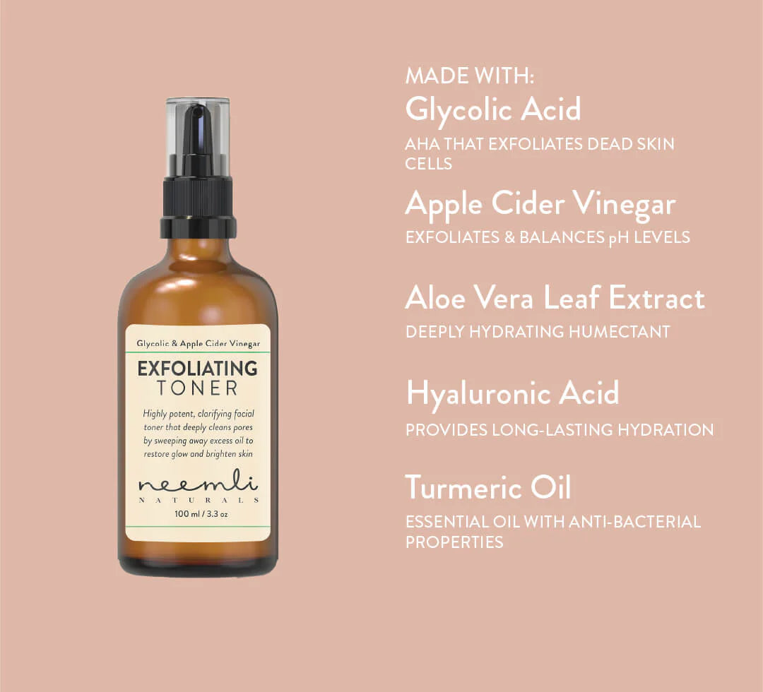 Glycolic Acid & Apple Cider Vinegar Exfoliating Toner - Neemli Naturals - 100ml