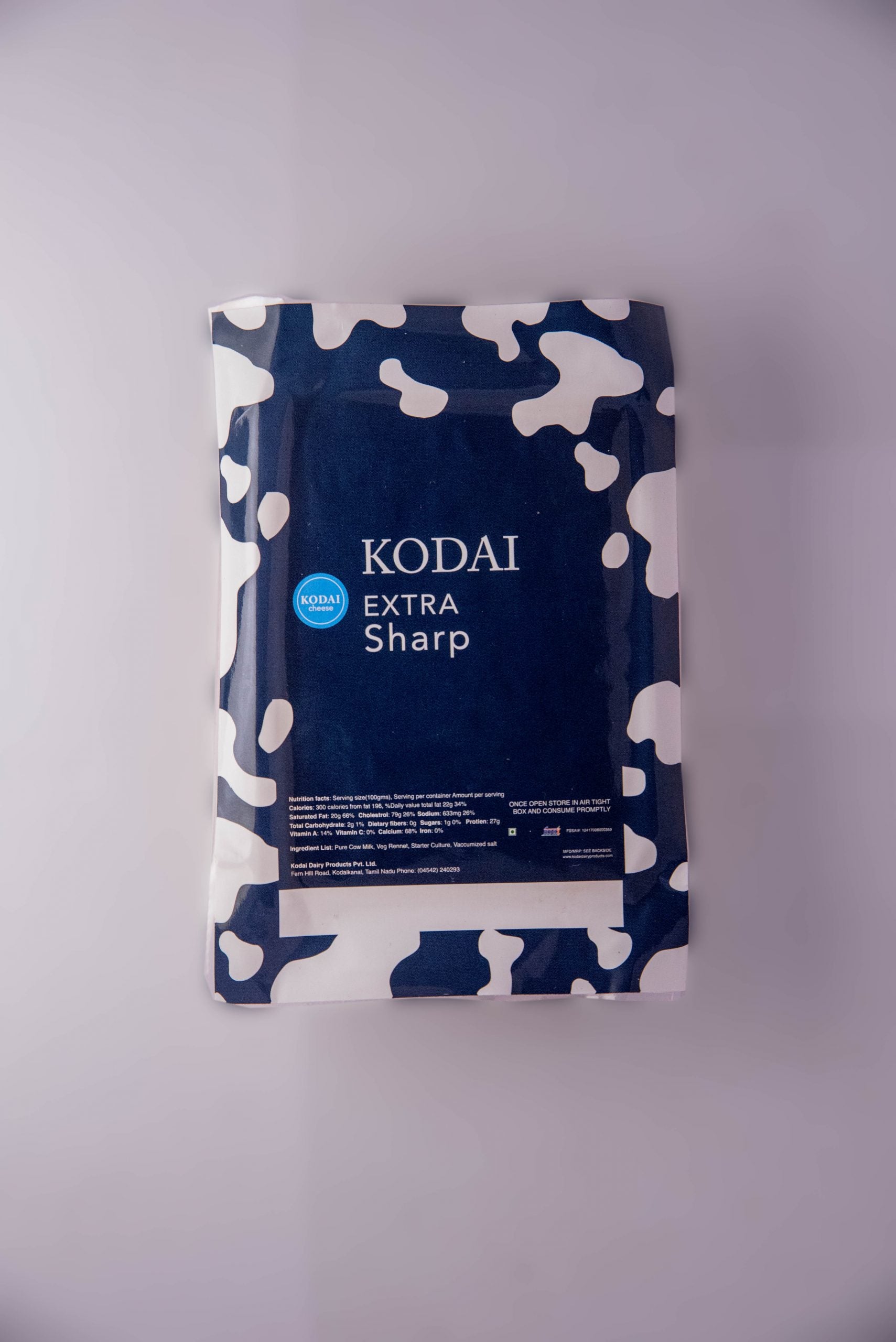 Extra Sharp Cheddar Cheese - Pasteurized - Kodai - 200gm