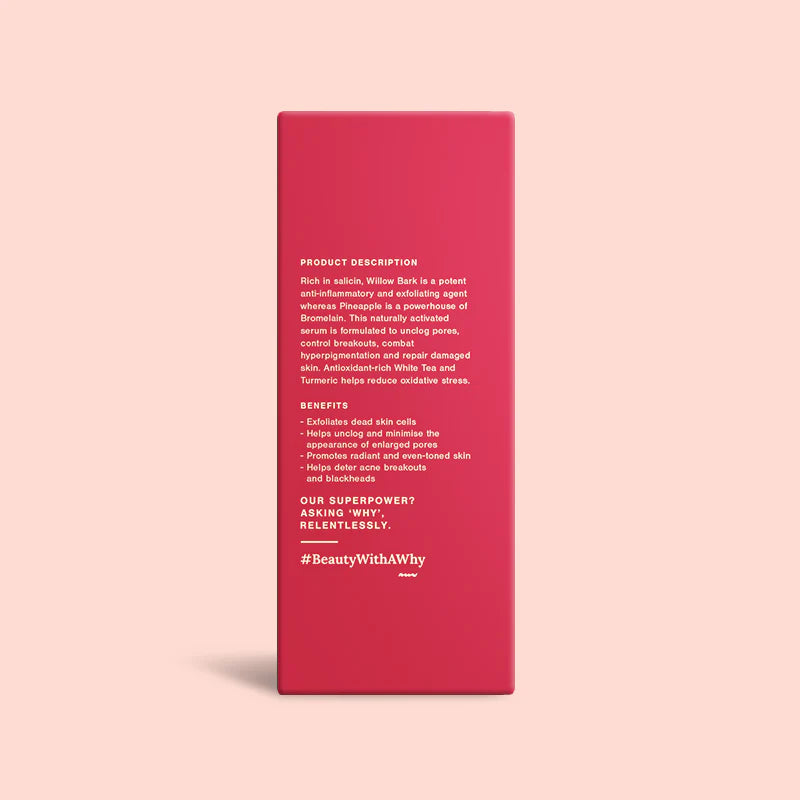 BHA Clarifying Serum | - (Salicin & Curcumin) - Controls Acne , Blemishes Clarifies Pores - Handmade - Organic - Indian Vegan, Crutely Free, Gmo Free, Zero Sulphates, No Synthetic Fragrances & No Colours Added - Juicy Chemistry - 10ml