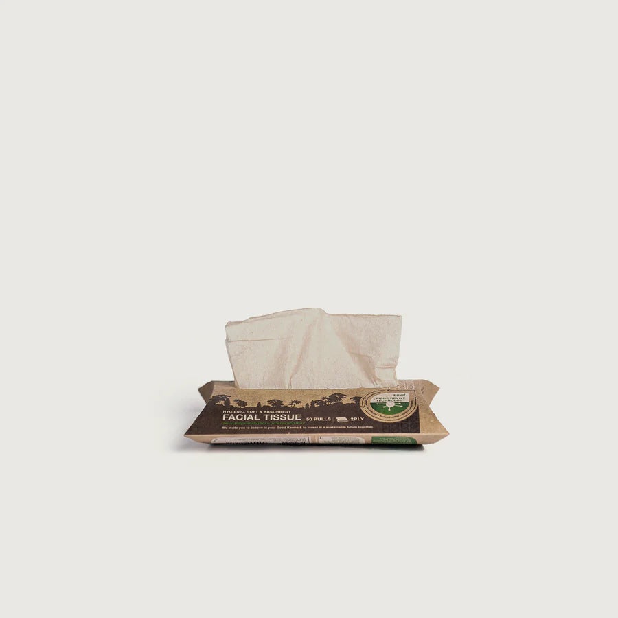 Facial Tissue | Hygienic, Soft & Absorbent – Extra Soft – Unbleached Fibre – 100% Recycled – Good Karma – 2Ply – 50pulls
