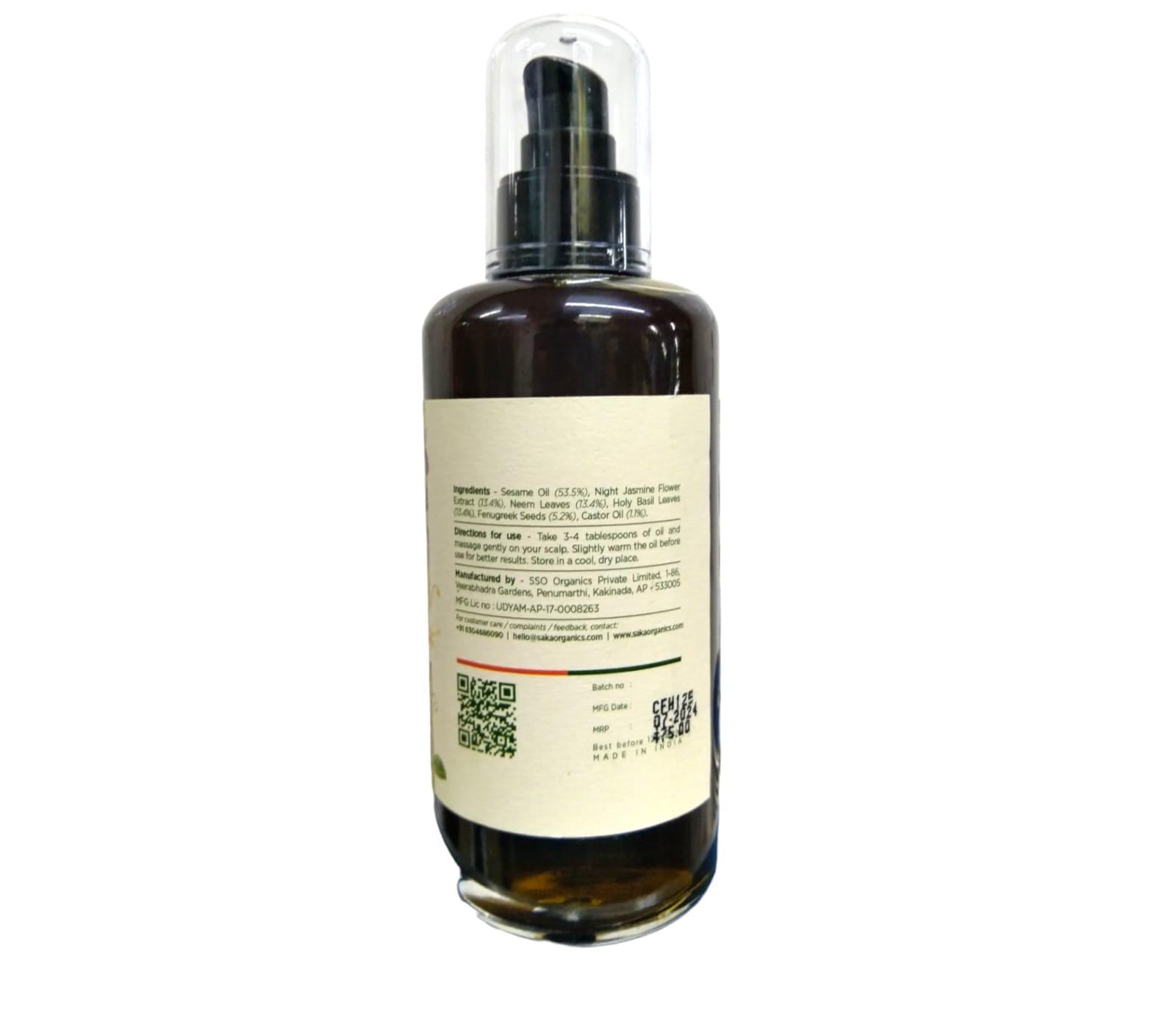 Hair Oil | Flake Fighter - Anti Dandruff Hair Oil - Handcrafted - Saka Organics - 200ml