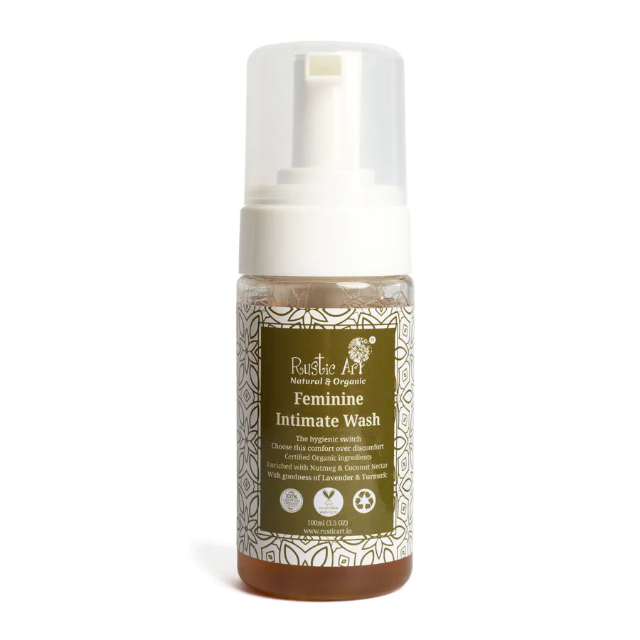 Feminine Intimate Wash | (Enriched With Nutmeg & Coconut Nectar With Goodness Of Lavender & Turmeric) - Organic - Vegan & Cruelty Free - 100ml