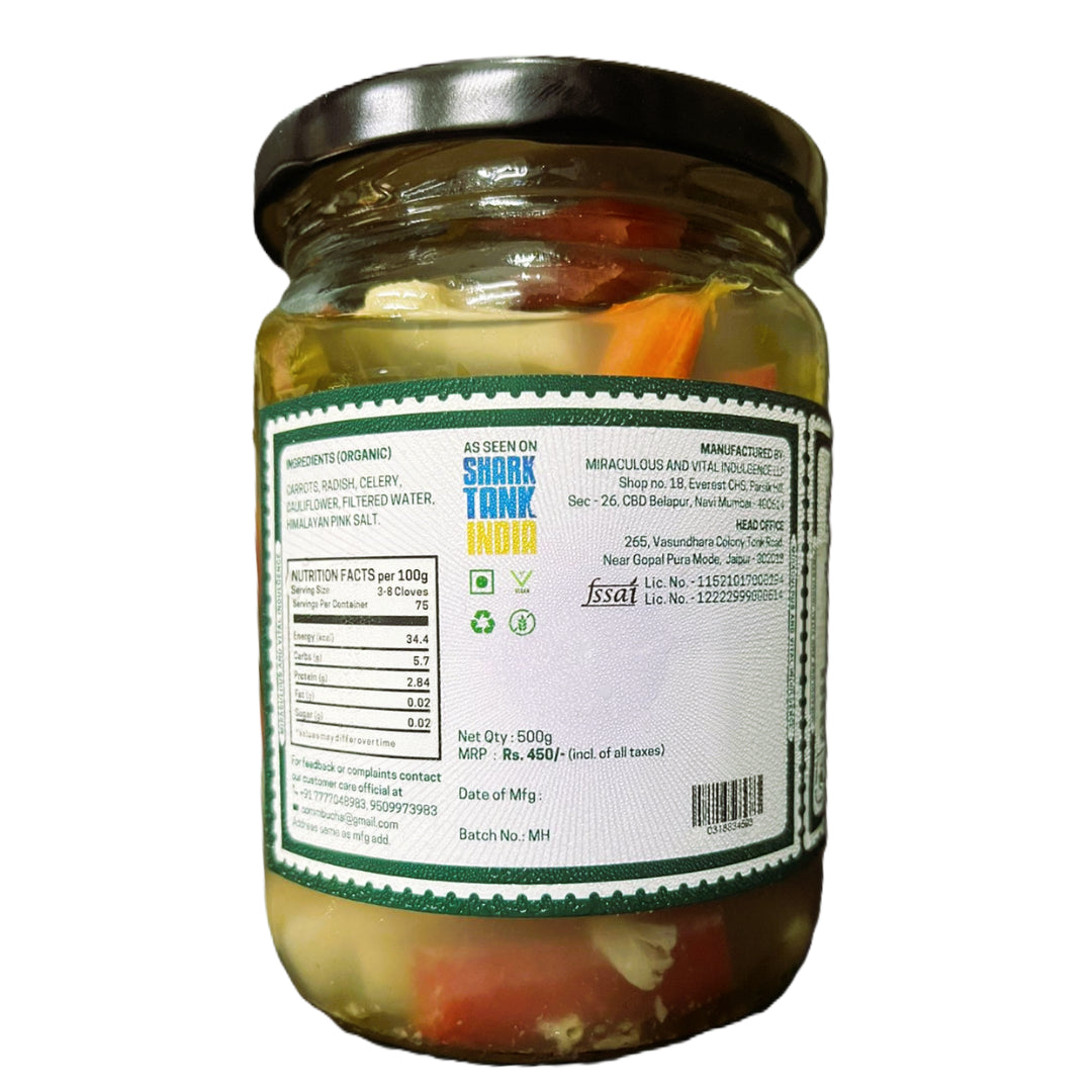 Fermented Veggies | Mix Veg - Tangy, Crispy And Bursting With Flavours - No Added Vingear, Flavours & No Preservatives - MAVI’s - 500gm