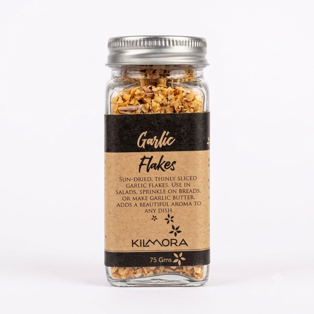Seasoning | Garlic Flakes - No Additives, No Artificial Flavours & Preservatives Free - Kilmora - 75gm