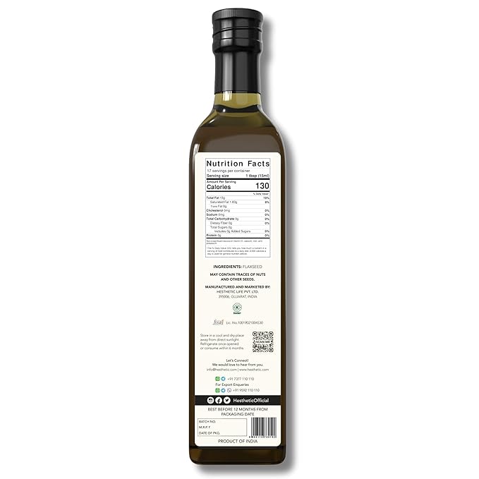 Flaxseed Oil | For Cooking, Baking & Smoothies - Virgin Cold Pressed Oil - HESTHETIC – 250ml