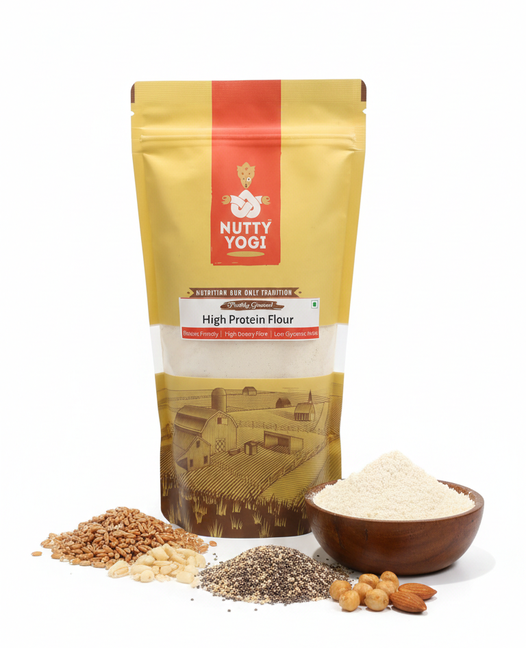 Flour| High Protein Flour - Diabetic Friendly-High Dietary Fibre-Low Glycemic Index-No Added Preservatives- Nutty Yogi - 400gm