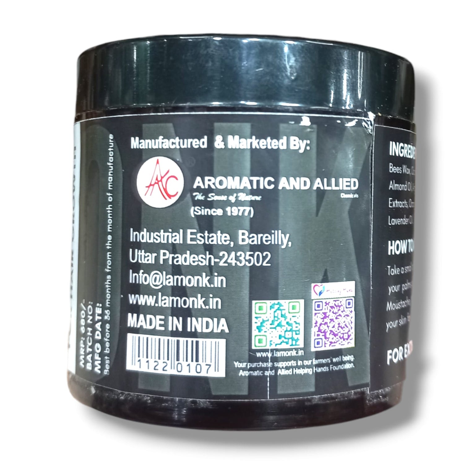 Beard Balm | For Hair Growth - USDA Organic - La Monk – 100gmf