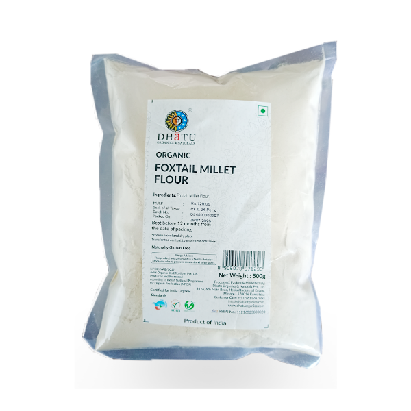 Foxtail Millet Flour | Organic - Good For Cardiac Health, Skin & Hair Growth - Dhatu Organic - 500gm