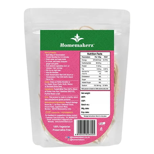 Noodles | Foxtail Millet Noodles – 11.94g Protein – Non Fried – Gluten Free, No Added Preservative, No Sugar & No Added Colour & MSG Free – Homemakerz – 200gm