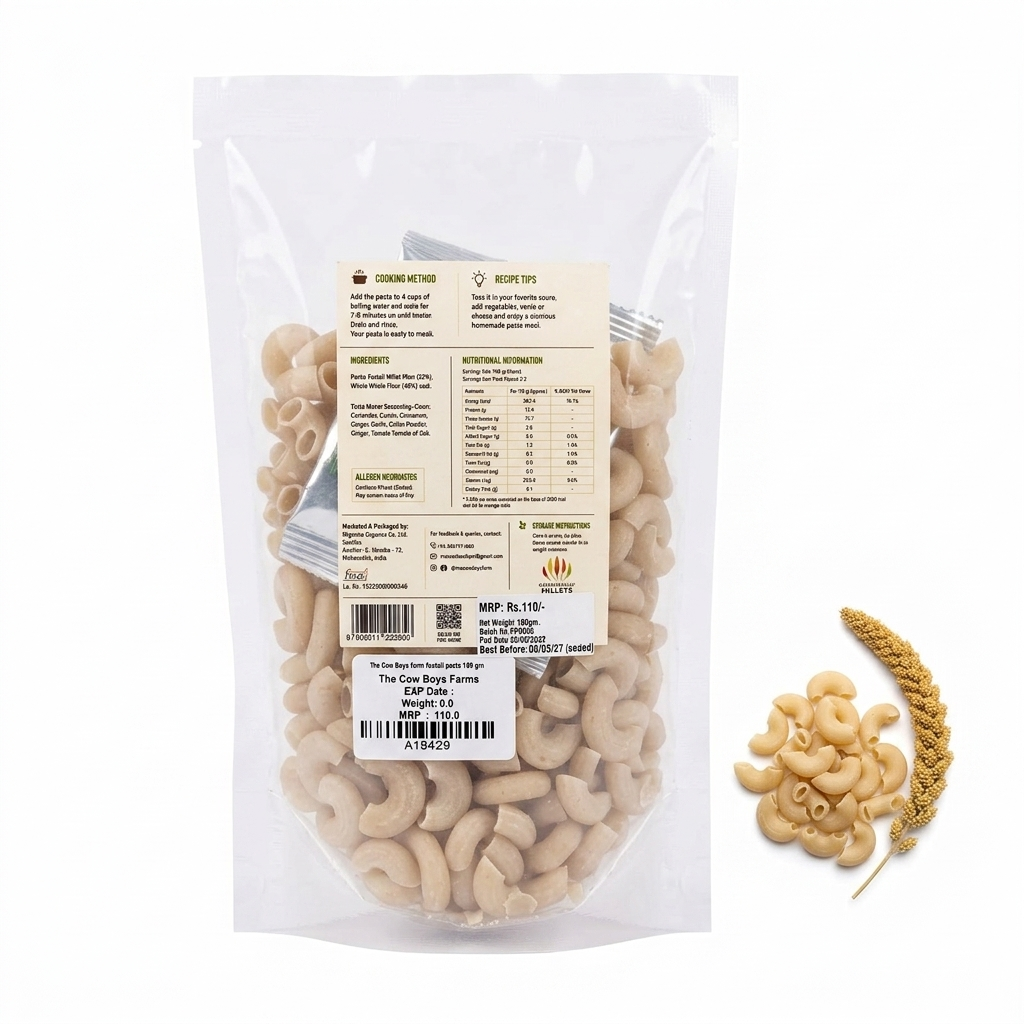 Pasta | Foxtail Pasta ( Millet & Wheat Pasta ) – No Added Preservatives – The Cow Boys Farm – 175gm