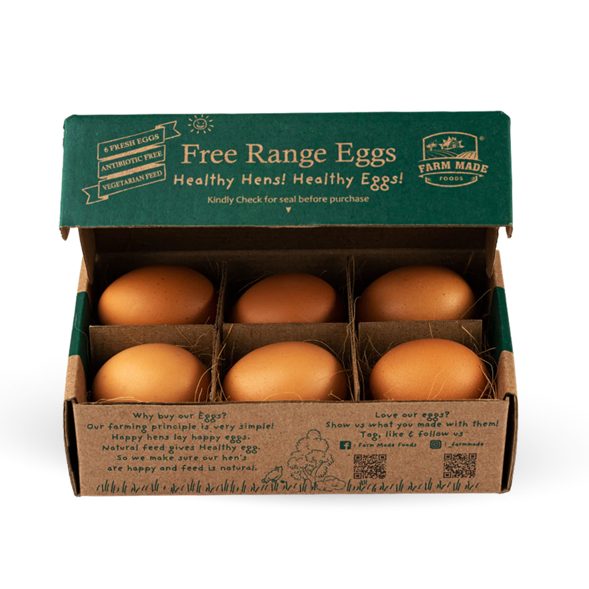 Eggs | Free Range Eggs - Farm Made - 6Pieces