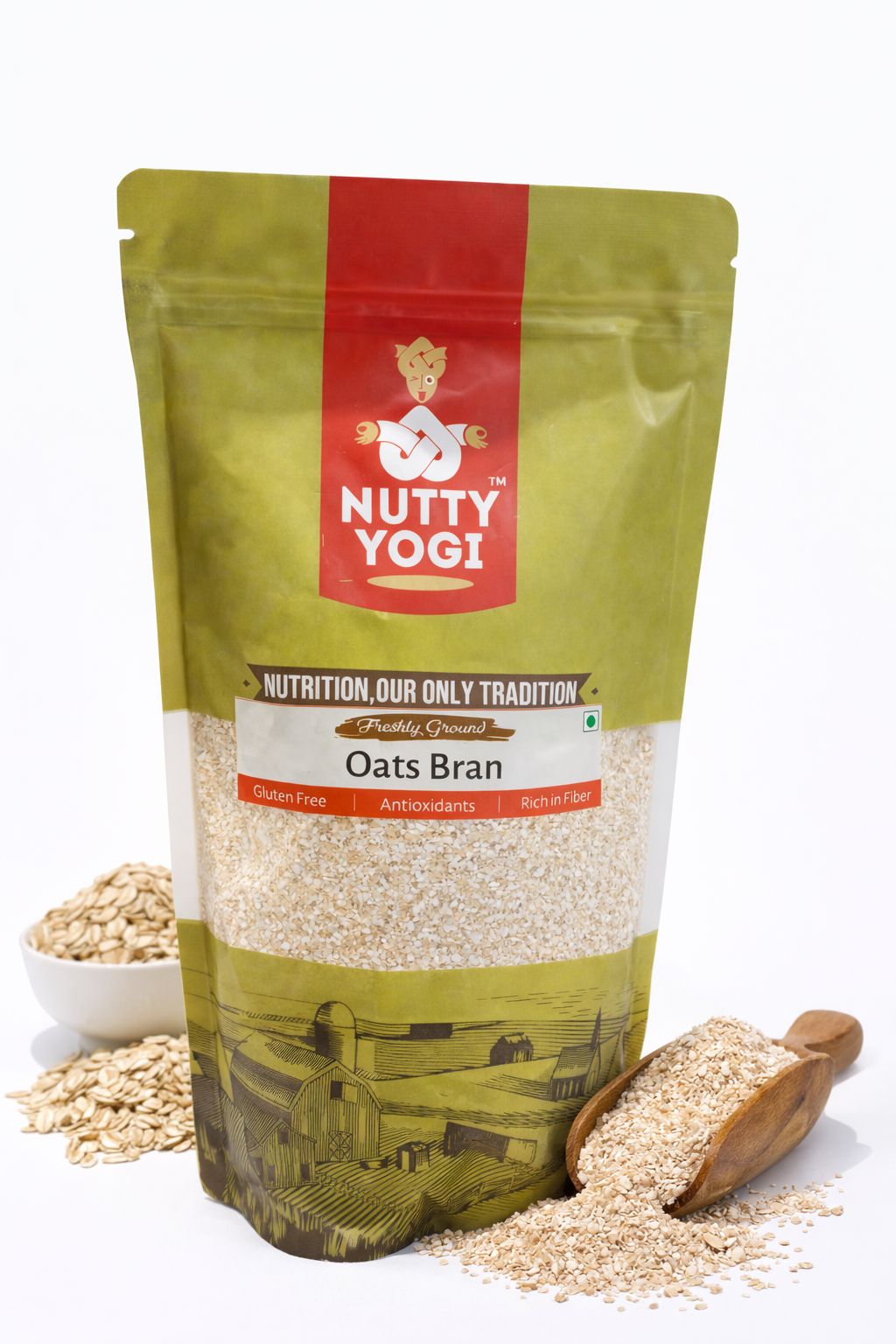 Oats Bran | Freshly Ground Oats Bran -Gluten Free, Antioxidants, Rich in Fiber- No Additives, High In Minerals And Proteins - Nutty Yogi - 400gm