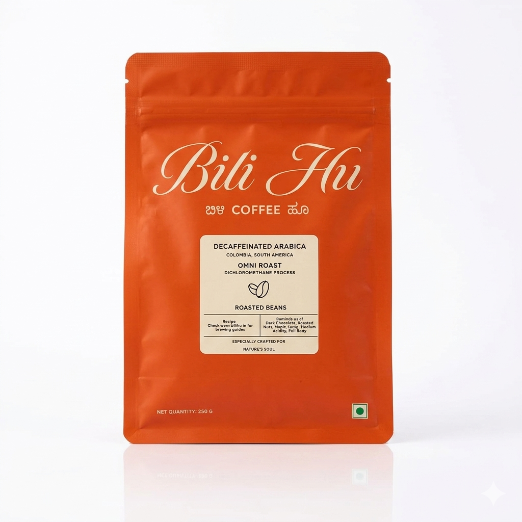 Coffee | Decaffeinated Arabica (Freshly Roasted Coffee Beans) - Mandarin Malt, Roasted Nuts - Single Origin Estate - Colombia - Bili Hu - 250gm