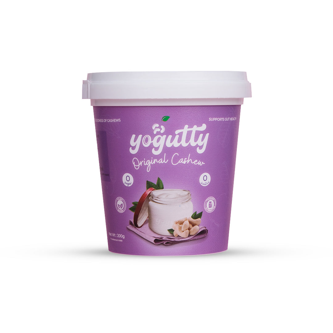 Yogurt | Original Cashew - Plain Unsweetened - Vegan, No Sugar, Cholesterol Free, Gut Friendly, Dairy Free, No Artificial Preservatives, Sweeteners, Flavours & Colours - Yogutty - 200gm