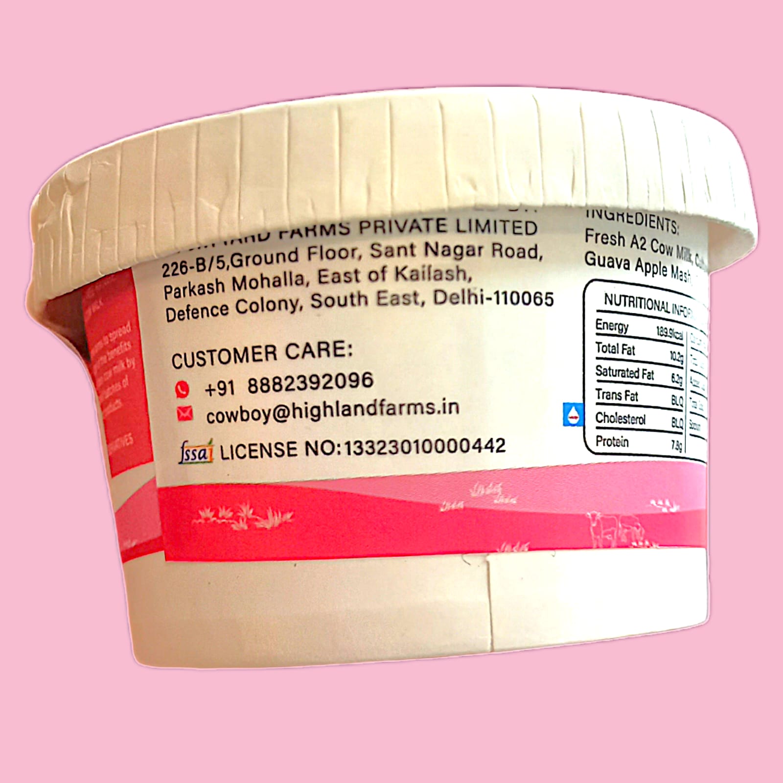 Yogurt | Frozen A2 Milk Yogurt (Guava Apple) – Made With A2 Cow Milk – No Added Preservatives & No Artificial Flavour Or Colours – Highland Farms – 120gm