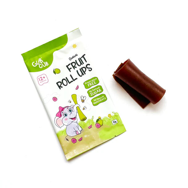 Fruit Roll Ups | (Guava) – 12+ Months – All Natural Ingredients – No Added Preservatives & No Refined Sugar – GUB GUB – Pack Of 4