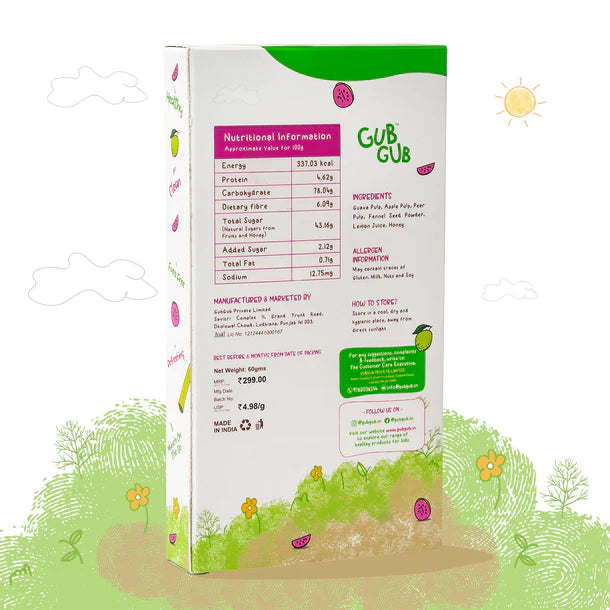 Fruit Roll Ups | (Guava) – 12+ Months – All Natural Ingredients – No Added Preservatives & No Refined Sugar – GUB GUB – Pack Of 4