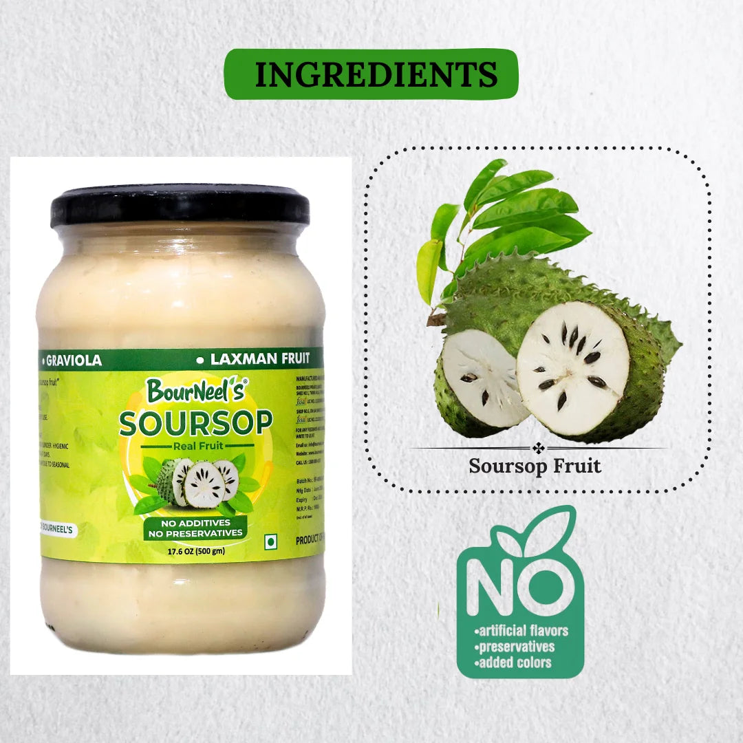 Fruit Jar | Soursop – Graviola – Laxman Phal – Guyobana – 100% Natural – Immunity Booster, No Additives & No Added Preservatives – BourNeel’s – 500gm
