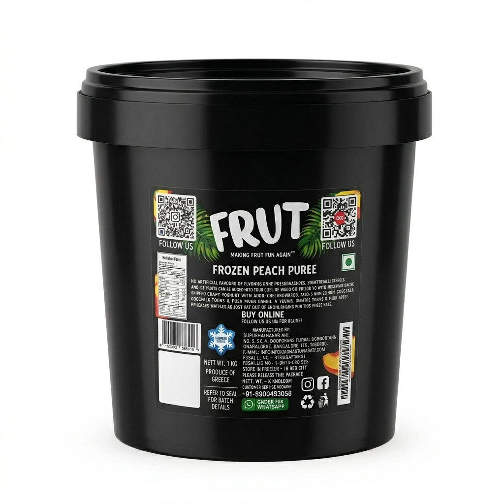 Puree | Frozen Peach Puree – Frozen – No Added Sugar, Flavours & No Added Preservatives – Frut – 1000gm