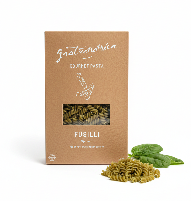 Fusilli | Spinach Fusilli - Handcrafted - 100% Natural - Vegan, No Egg & No Added Preservatives - Gastronomica - 250gm
