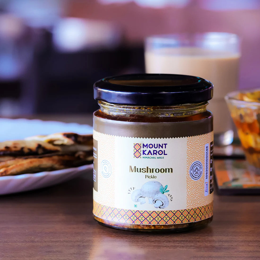 Pickle | Mushroom Garlic Pickle| Farm-grown Mushroom | Cold-pressed Mustard Oil-Mount Karol - 300gm