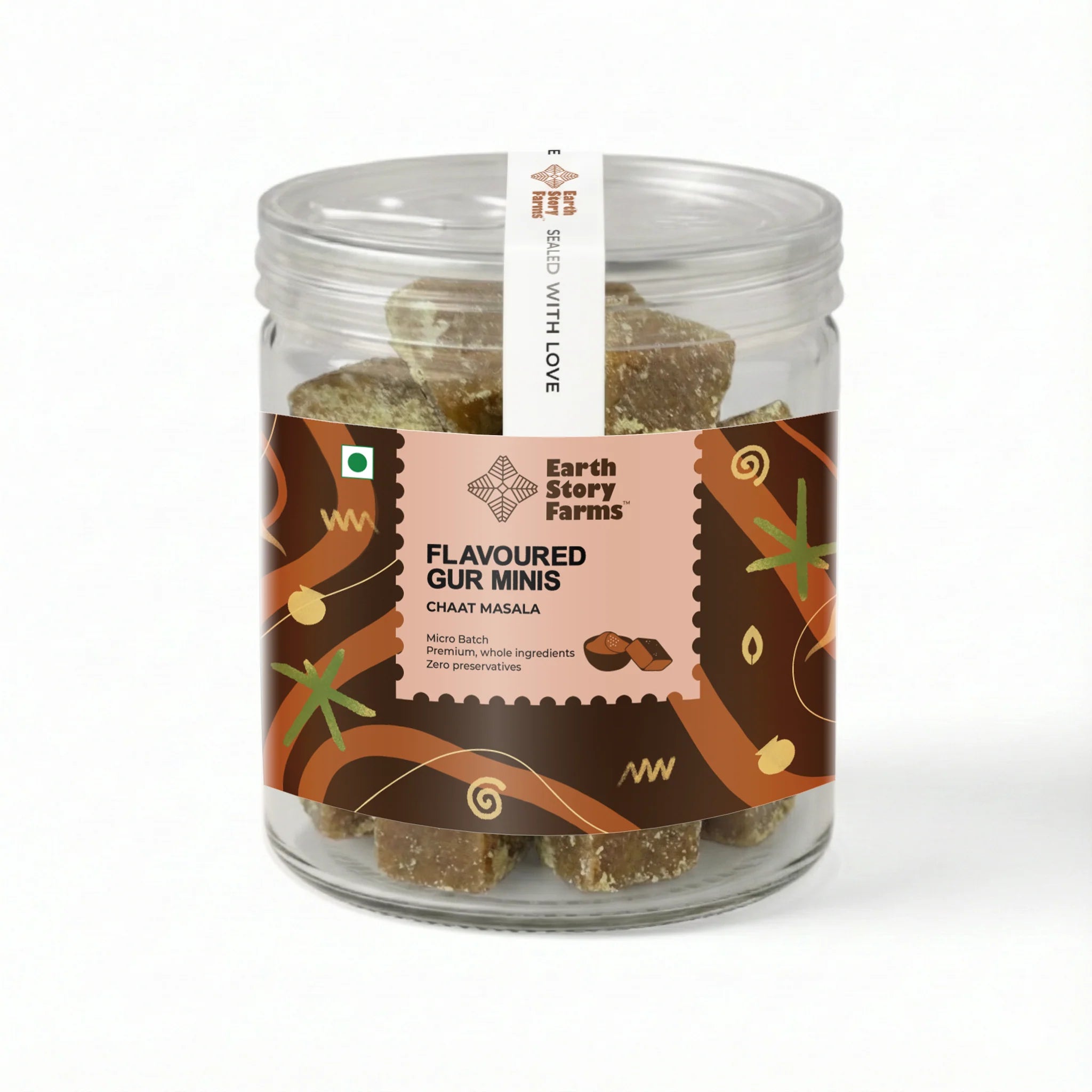 Gur Minis Flavoured (Chaat Masala) -Premium Whole Ingredients - No Preservative - Earth Story Farms- 250gm