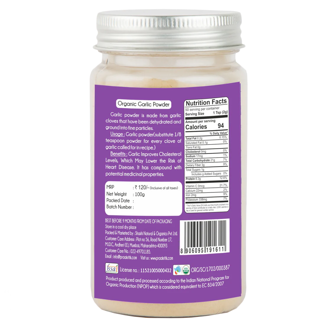 Garlic Powder - Praakritik - 100gm