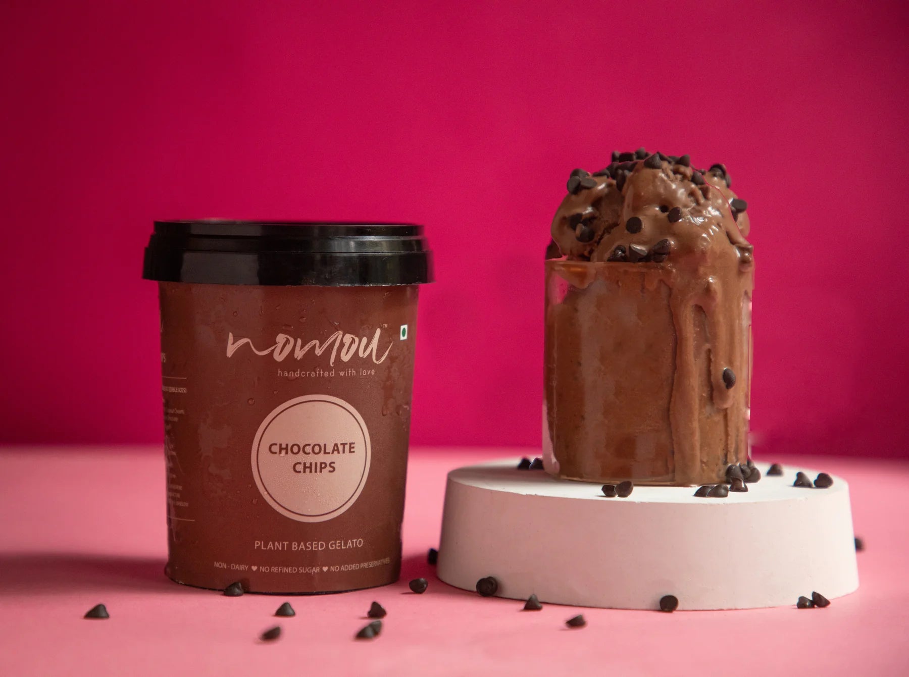 Gelato | Chocolate Chips Ice Cream – Vegan & Gluten Free – Nomou – 500ml