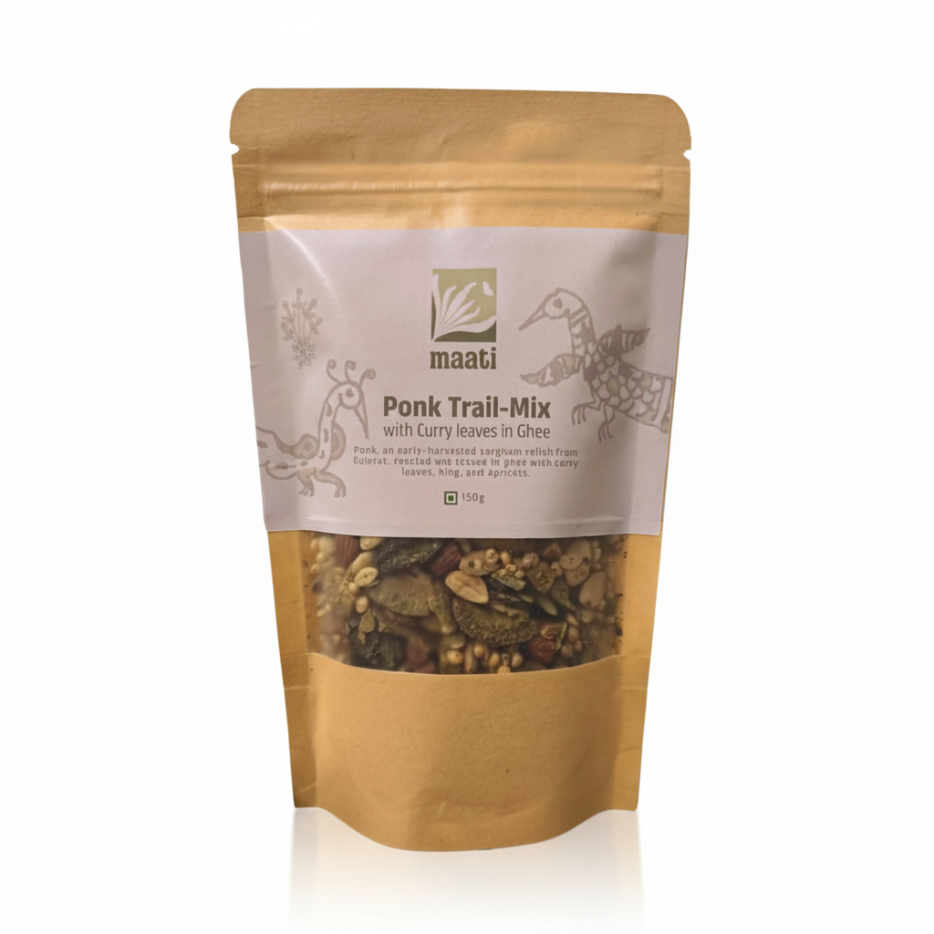 Ponk Trail-Mix with Curry Leaves in Ghee - Gluten Free -Zero Preservatives- Zero Refined Sugar- Maati-150gm