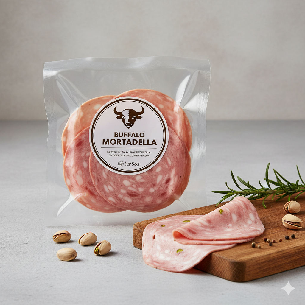 Buffalo Mortadella - Frozen - No Antibiotics And Hormone Free – No Fillers, No Gums, No Nitrates & Binder Using Fat Only - 180gm