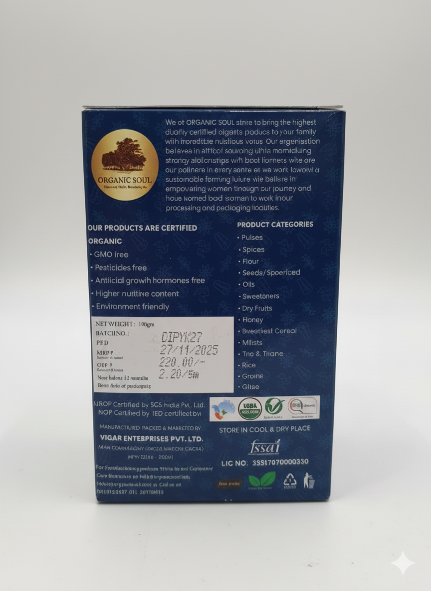 Cinnamon Powder | USDA Organic - Chemical Free & Preservatives Free - Organic Soul - 100gm