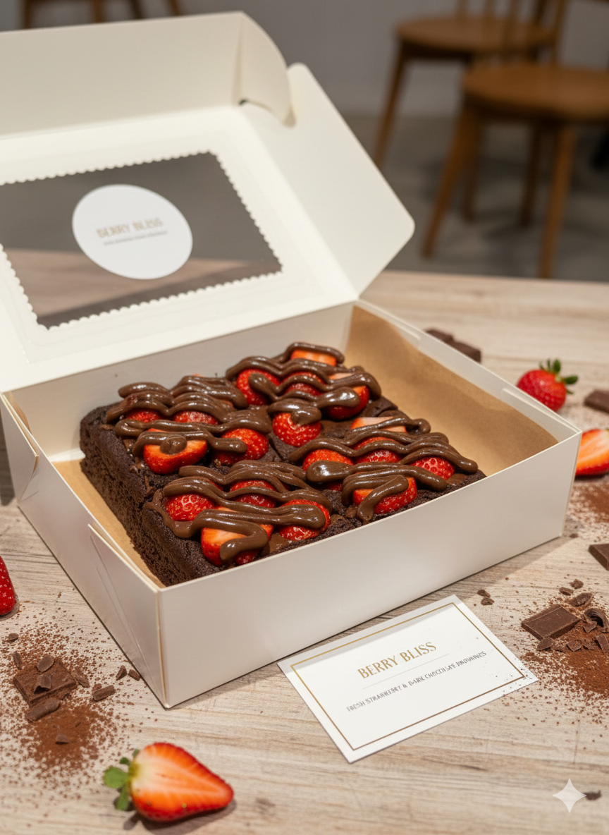 Bliss Berry Browies - Vegan, Gluten Free & Refined Sugar Free - Single Brownie