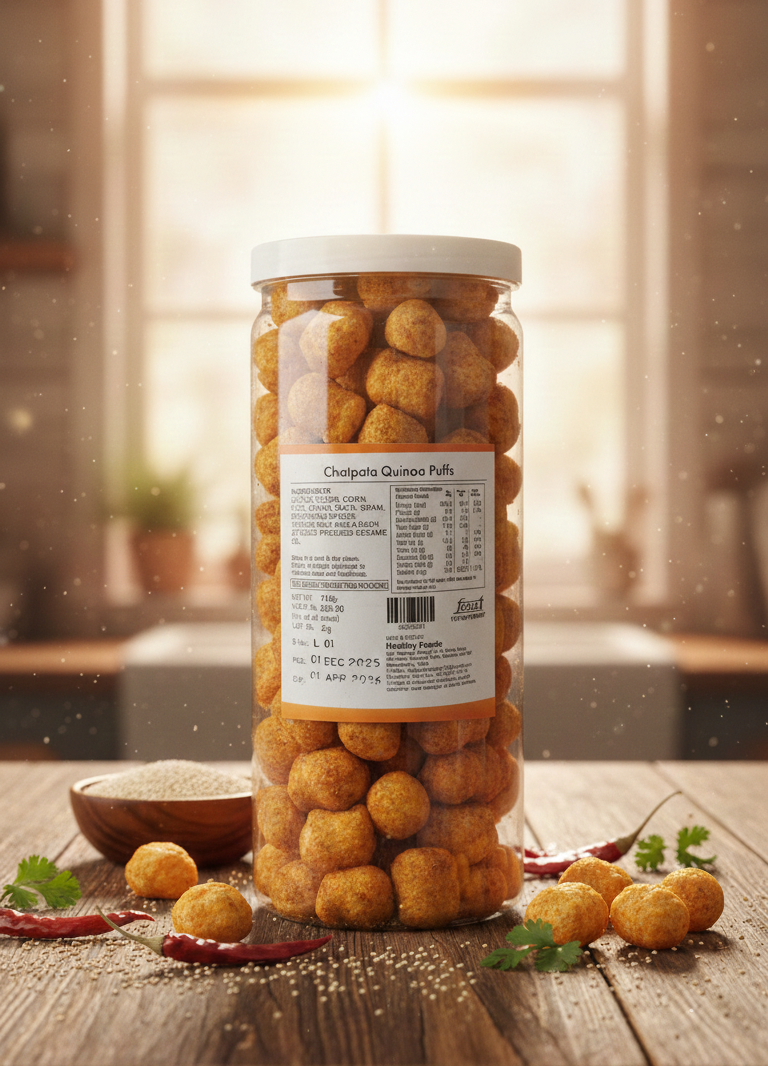 Puffs | Chatpata Quinoa Puffs – Gluten Free, Cholesterol Free, No Added Preservatives & No Trans Fat – Healthy Delicacy – 140gm