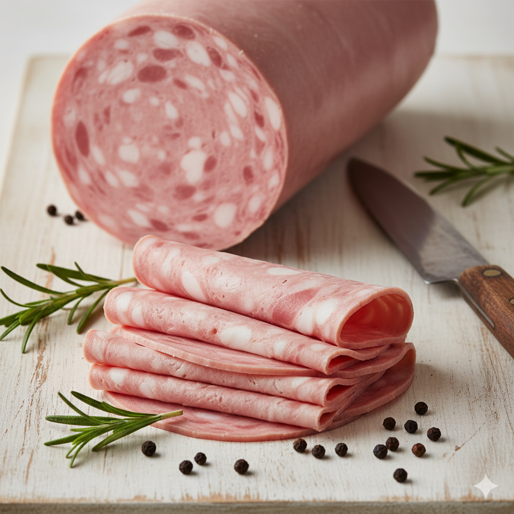 Pork Mortadella - Fresh - No Antibiotics And Hormone Free – No Fillers, No Gums, No Nitrates & Binder Using Fat Only - 200gm