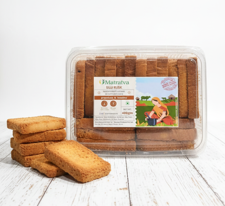 Rusk | Suji Rusk - Cruelty Free – No Added Preservatives - Matratva – 400gm