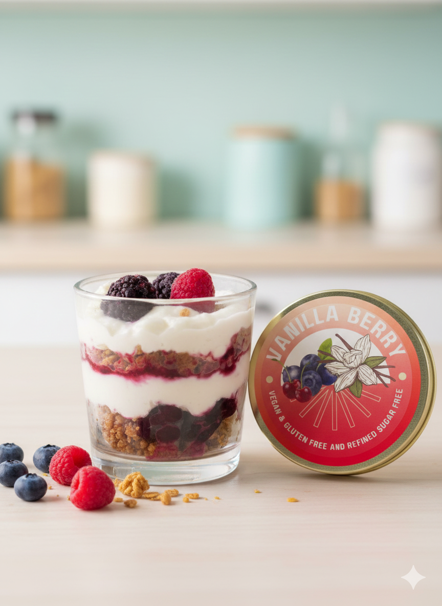 Cake | Vanilla Berry – Vegan, Gluten Free, Oil Free & Refined Sugar free – Nature’s Soul – Glass Jar