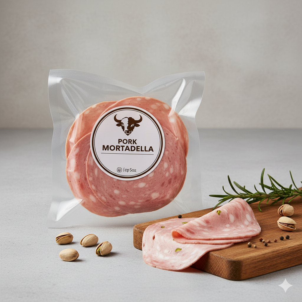 Pork Mortadella - Frozen - No Antibiotics And Hormone Free – No Fillers, No Gums, No Nitrates & Binder Using Fat Only - 180gm