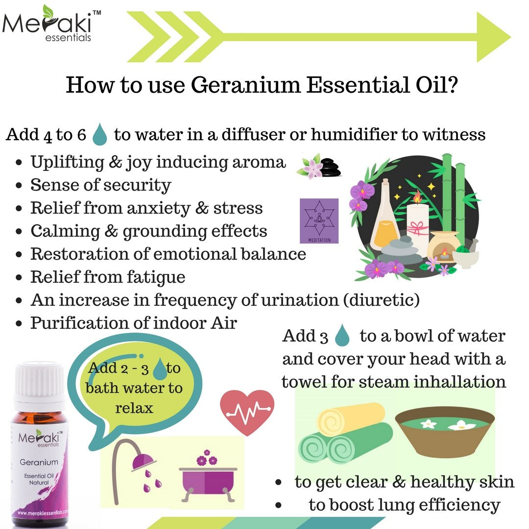 Geranium Oil (Pelargonium Graveolens) - Natural - Indian - Meraki Essentials - 10ml
