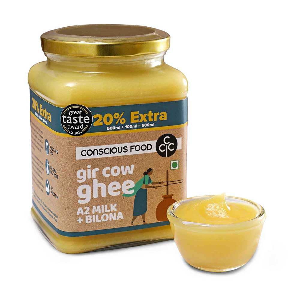 Ghee | A2 Gir Cow Ghee (Bilona Preparation) – Conscious Food – 600ml