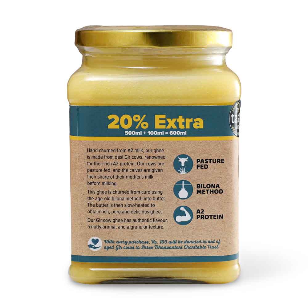 Ghee | A2 Gir Cow Ghee (Bilona Preparation) – Conscious Food – 600ml