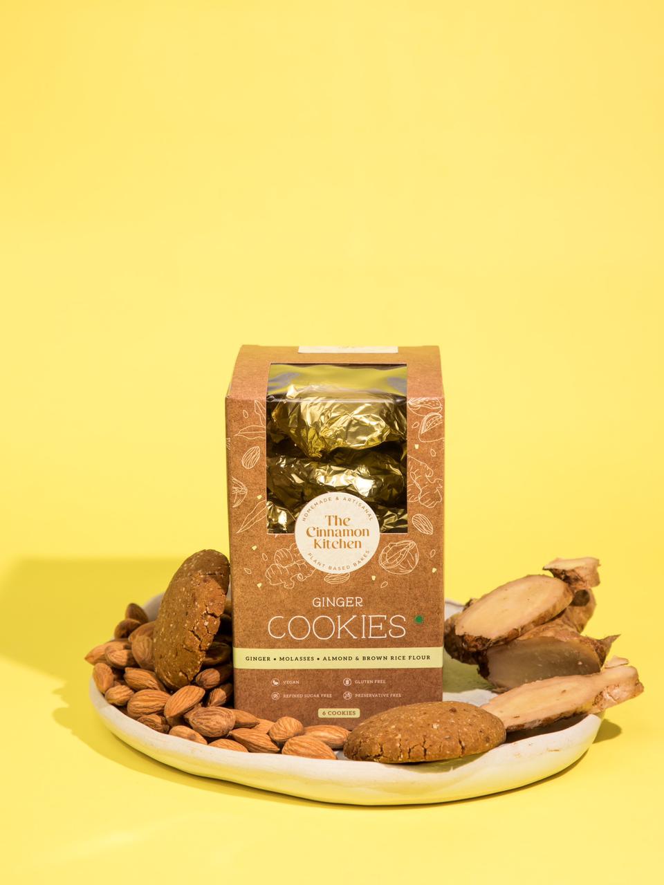 Ginger Cookies – Vegan, Gluten Free, Sugar Free, Lactose Free, Low Calorie & PCOS Friendly – The Cinnamon Kitchen – 5 Cookies – 230gm