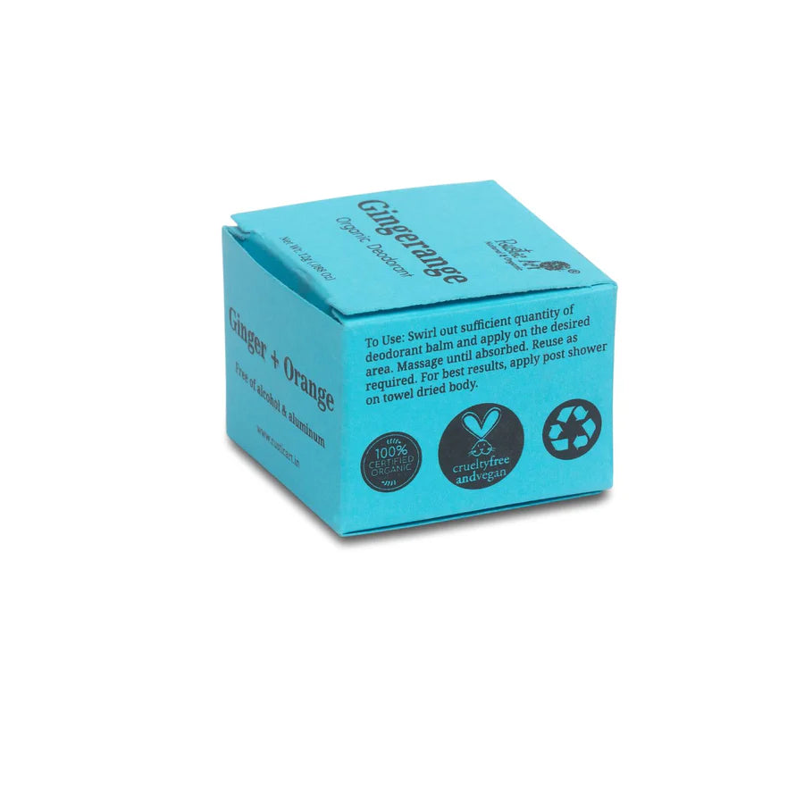 Deodorant | Gingerange + Orange - Deodorant (With Vitamin E) - Organic - Free Of Alcohol & Aluminum – Rustic Art – 12gm